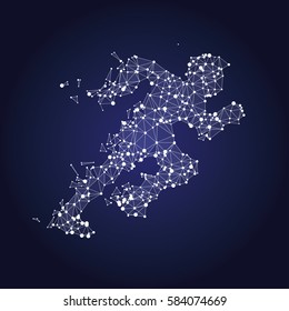 Abstract vector image of running man. Points connected by lines.