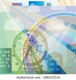 An abstract vector image of world though camera lens 