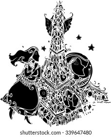 abstract vector of imagination line art design