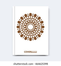 Abstract vector Indian floral ornament. Ethnic mandala design for cover, poster, banner, flayer, business card, magazine annual report, title page, brochure template layout or booklet