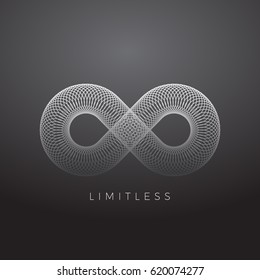 Abstract Vector Infinity Symbol Made with Circles. On Gray Gradient Background.