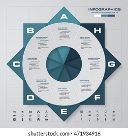 Abstract Vector infographic circle template with 8 steps. Business presentation template. EPS10.