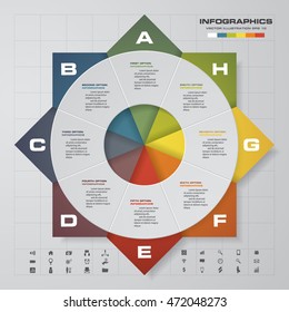 Abstract Vector infographic circle template with 8 steps. Business presentation template. EPS10.