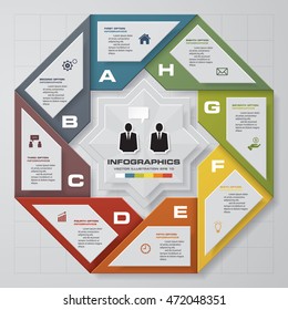 Abstract Vector infographic circle template with 8 steps. Business presentation template. EPS10.