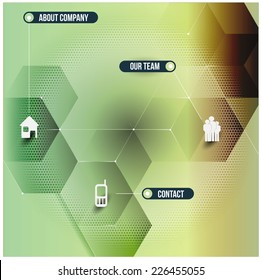 Abstract vector infographic design with 3D cubes and with corporate contact icons