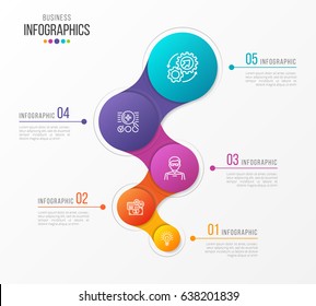 Abstract vector infographic design. 5 steps timeline concept.