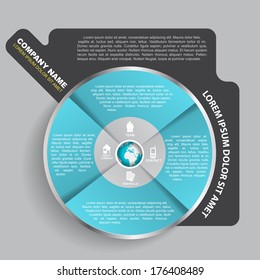 Disco infográfico vetorial abstrato para empresas com ícones e lugar para o conteúdo da empresa. Pode ser usado para a apresentação da empresa como cartaz, folheto, brochura e outras impressões.