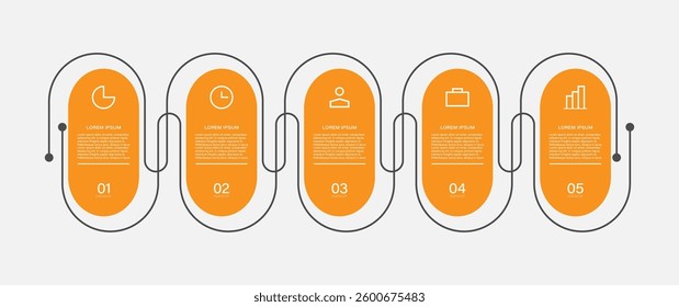 Abstract vector infographics design templates with 5 steps and icons