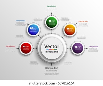 Plantilla de opciones de número de infografías vectoriales abstractas con 5 pasos. Se puede utilizar para diseño de flujo de trabajo, diagrama, opciones de paso empresarial, banner, diseño web. Pasos 10