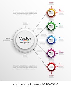 Abstract vector infographics number options template with five steps. Can be used for workflow layout, diagram, business step options, banner, web design. eps 10