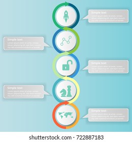 Abstract vector infographics options with icons and flow diagram, vector eps10 illustration