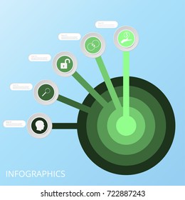 Abstract vector infographics options with icons for business or marketing process and flow diagram, vector eps10 illustration