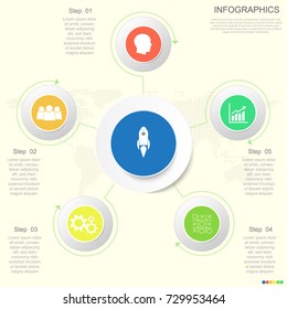 Abstract vector infographics options with icons and flow diagram, vector eps10 illustration