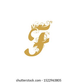 abstract vector Initial f letter luxury beauty flourishes ornament monogram wedding icon vintage