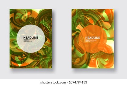 Abstract vector ink background. Marble style. Green, white ink in water