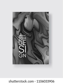 Abstract vector ink background. Marble style. Black, white ink in water