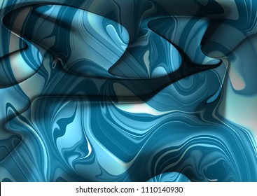 Abstract vector ink background. Marble style. Blue, black ink in water