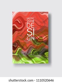 Abstract vector ink background. Marble style. Red, green ink in water