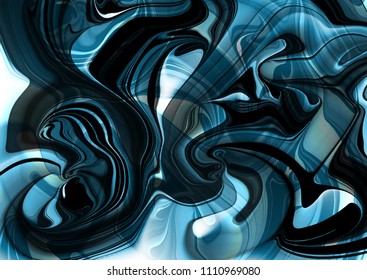 Abstract vector ink background. Marble style. Blue, black ink in water