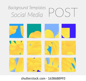 Abstract vector Instagram background set with bright gradient wavy organic overlapping shapes grunge textured. Natural wavy lines and white snow texture. Holiday sale advertisement  marketing.