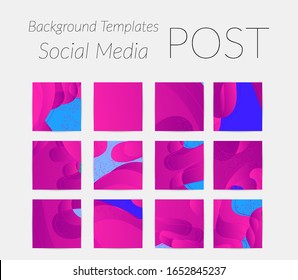 Abstract vector Instagram background set with bright gradient wavy organic overlapping shapes grunge textured. Natural wavy lines and white snow texture. Holiday sale advertisement  marketing.