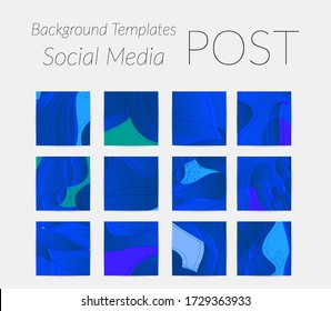 Abstract vector Instagram background set with bright gradient wavy organic overlapping shapes grunge textured. Natural wavy lines and white snow texture. Holiday sale advertisement  marketing.