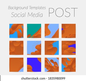 Abstract vector Instagram background set with bright gradient wavy organic overlapping shapes grunge textured. Natural wavy lines and white snow texture. Holiday sale advertisement  marketing.
