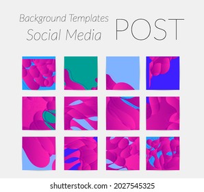 Abstract vector Instagram background set with bright gradient wavy organic overlapping shapes grunge textured. Natural wavy lines and white snow texture. Holiday sale advertisement  marketing.