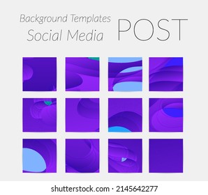 Abstract vector Instagram background set with bright gradient wavy organic overlapping shapes grunge textured. Natural wavy lines and white snow texture. Holiday sale advertisement  marketing.