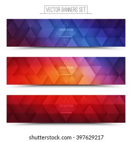 Abstract vector internet technology web banners set. Digital marketing. Business abstract vector. Design vector elements. Vector technological background. Retro style vector web banner