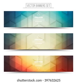 Abstract vector internet technology web banners set. Digital marketing. Business abstract vector. Design vector elements. Vector technological background. Retro style vector web banner