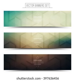 Abstract vector internet technology web banners set. Digital marketing. Business abstract vector. Design vector elements. Vector technological background. Retro style vector web banner