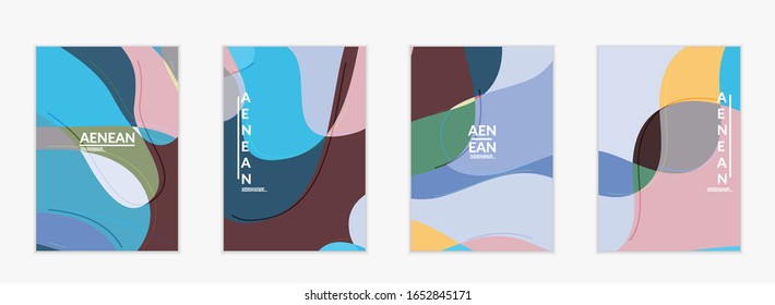 Abstract vector invitation template, art terrazzo pattern with wavy geometric abstract shapes and lines in earthy natural organic color.Minimal modern design for wedding invitation.