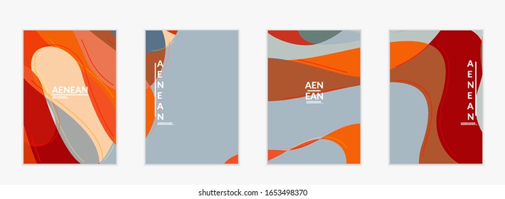 Abstract vector invitation template, art terrazzo pattern with wavy geometric abstract shapes and lines in earthy natural organic color.Minimal modern design for wedding invitation.