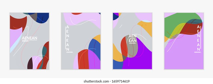 Abstract vector invitation template, art terrazzo pattern with wavy geometric abstract shapes and lines in earthy natural organic color.Minimal modern design for siasonal sale.