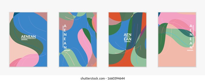 Abstract vector invitation template, art terrazzo pattern with wavy geometric abstract shapes and lines in earthy natural organic color.Minimal modern design for bithday party.