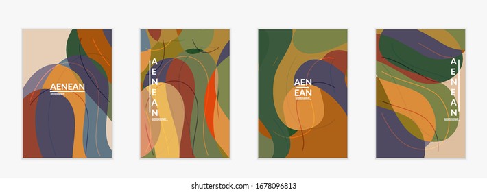 Abstrakte Einladungsvorlage für die Vektorillustration, Kunstterrazzo-Muster mit gewölbten geometrischen abstrakten Formen und Linien in erdigen natürlichen organischen Farbtönen.Minimales modernes Design für die zweitägige Party.