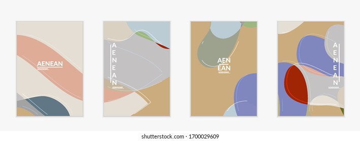 Abstract vector invitation template, art terrazzo pattern with wavy geometric abstract shapes and lines in earthy natural organic color.Minimal modern design for wedding invitation.