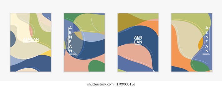 Abstract vector invitation template, art terrazzo pattern with wavy geometric abstract shapes and lines in earthy natural organic color.Minimal modern design for wedding invitation.