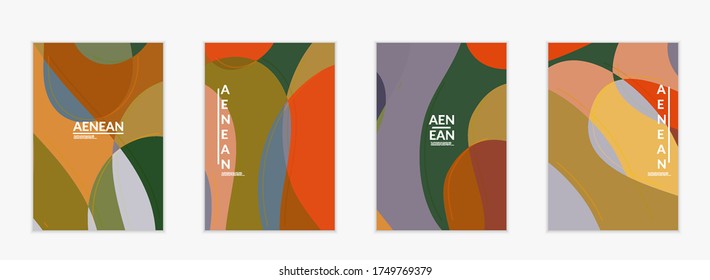 Abstract vector invitation template, art terrazzo pattern with wavy geometric abstract shapes and lines in earthy natural organic color.Minimal modern design for wedding invitation.