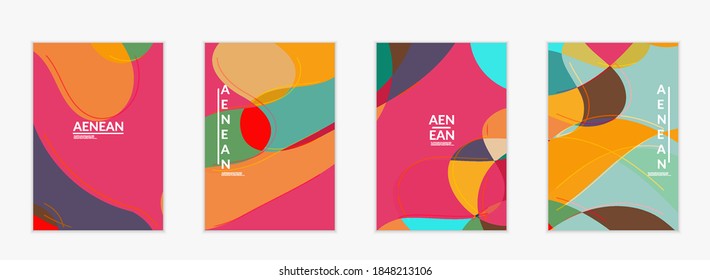 Abstract vector invitation template, art terrazzo pattern with wavy geometric abstract shapes and lines in earthy natural organic color.Minimal modern design for wedding invitation.