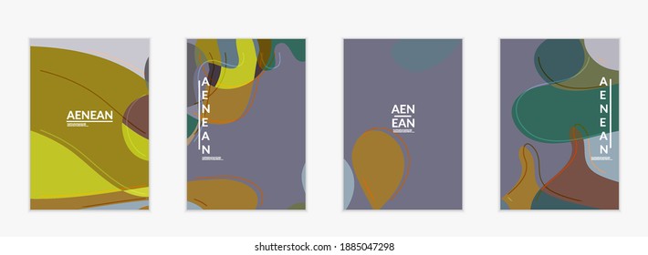 Abstract vector invitation template, art terrazzo pattern with wavy geometric abstract shapes and lines in earthy natural organic color.Minimal modern design for wedding invitation.