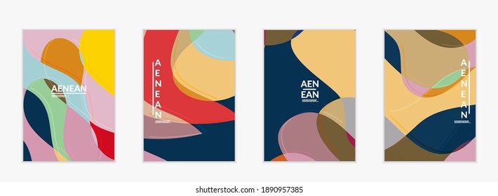 Abstract vector invitation template, art terrazzo pattern with wavy geometric abstract shapes and lines in earthy natural organic color.Minimal modern design for wedding invitation.