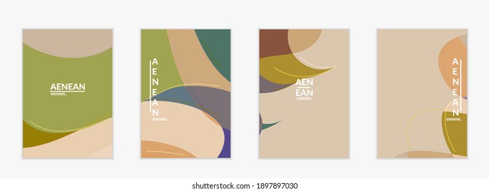 Abstrakte Vektoreinladungsvorlage, Art Terrazzo Muster mit gewellten geometrischen abstrakten Formen und Linien in erdigen natürlichen organischen Farben.Minimales modernes Design für Hochzeitseinladung.