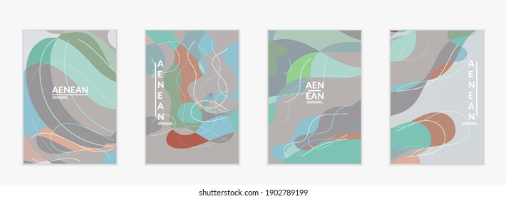 Plantilla de invitación vector abstracta, patrón art terrazzo con formas abstractas geométricas onduladas y líneas en color natural orgánico terrenal.Diseño moderno minimo para la venta entusiasta.
