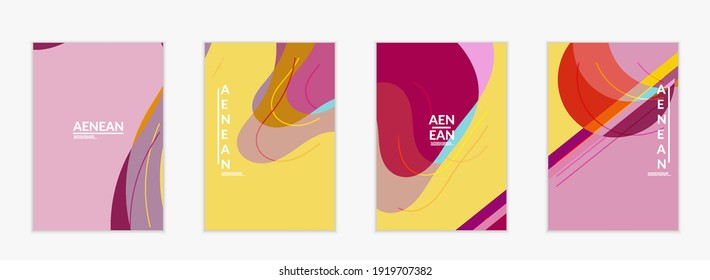 Abstract vector invitation template, art terrazzo pattern with wavy geometric abstract shapes and lines in earthy natural organic color.Minimal modern design for siasonal sale.