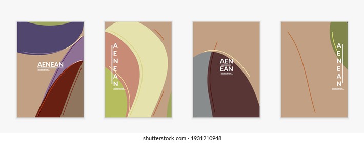 Abstract vector invitation template, art terrazzo pattern with wavy geometric abstract shapes and lines in earthy natural organic color.Minimal modern design for bithday party.