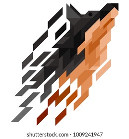 Abstract vector isolated illustration. Polygonal dog in low poly style of geometric shapes.