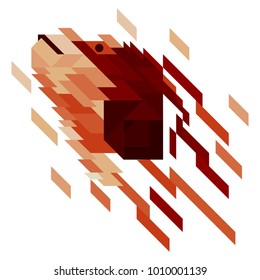 Abstract vector isolated illustration. Polygonal monkey in low poly style of geometric shapes. 10 EPS