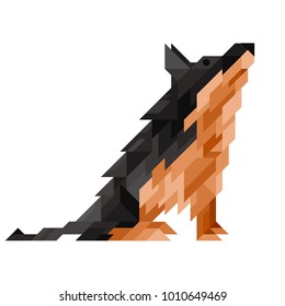 Abstract vector isolated illustration. Polygonal dog in low poly style of geometric shapes.